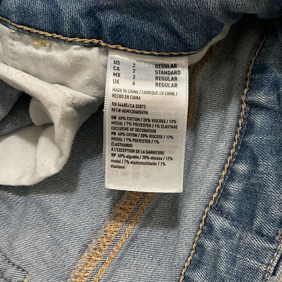 AE ripped super high rise skinny jeans light wash size 2 - Picture 3 of 6